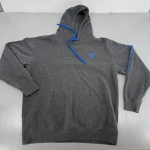 Ariat Mens Hoodie Charcoal Grey Blue Logo Pullover Tall Large L-TALL 1924